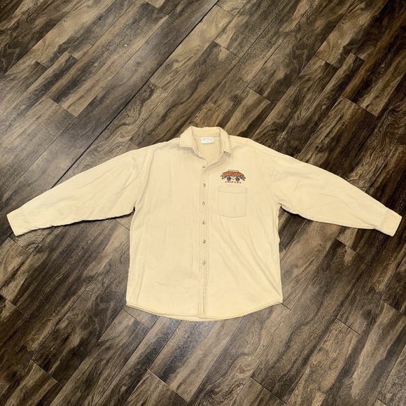 LOGO by Lori Goldstein Other - Vintage Beige Cotton Button-Up "Harry Caray's Chicago" Logo Men's L